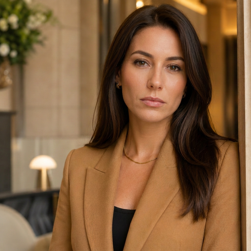 Três mulheres empresárias elegantes em ambiente de luxo